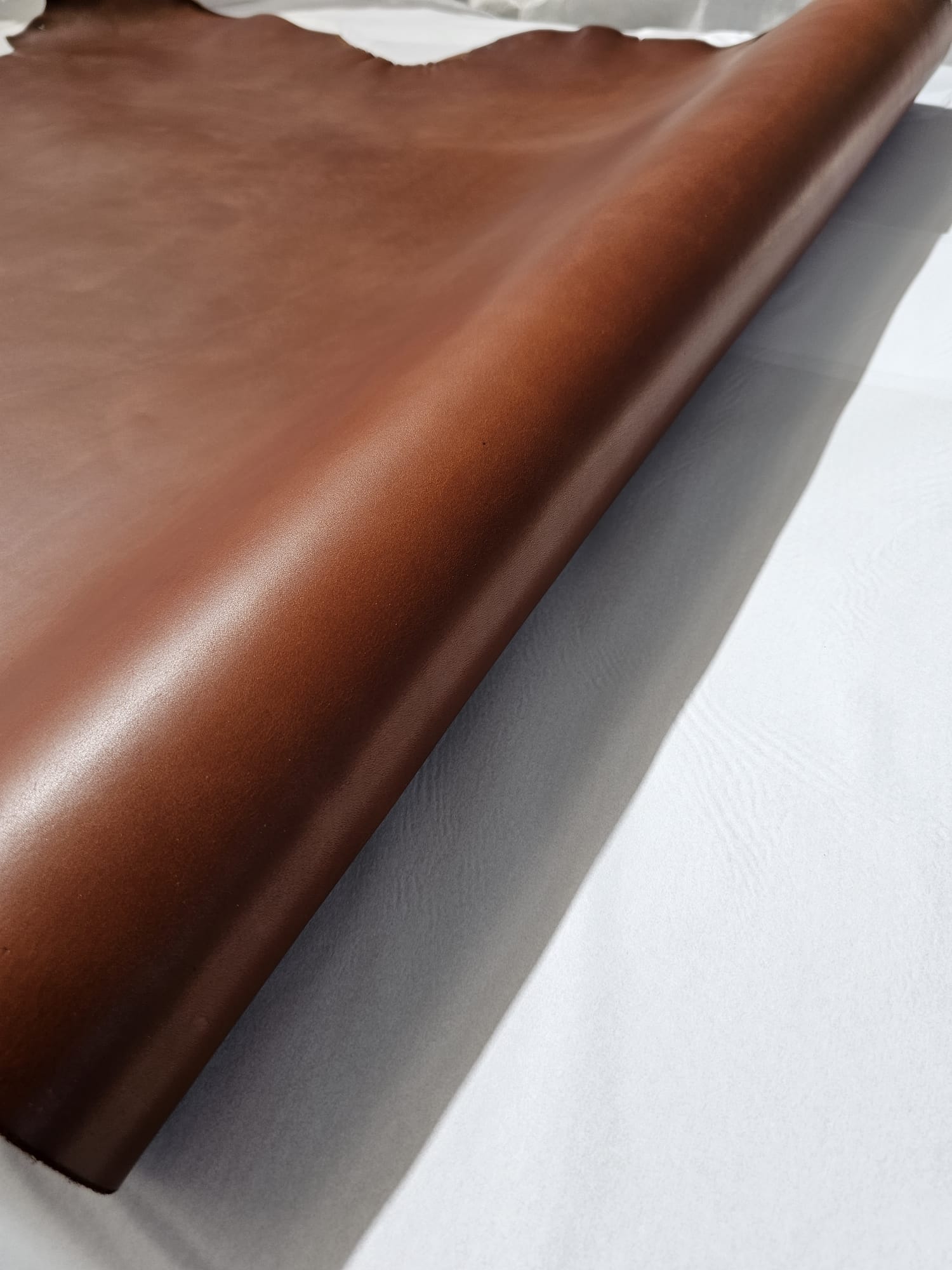 Smooth finished brown leather hide